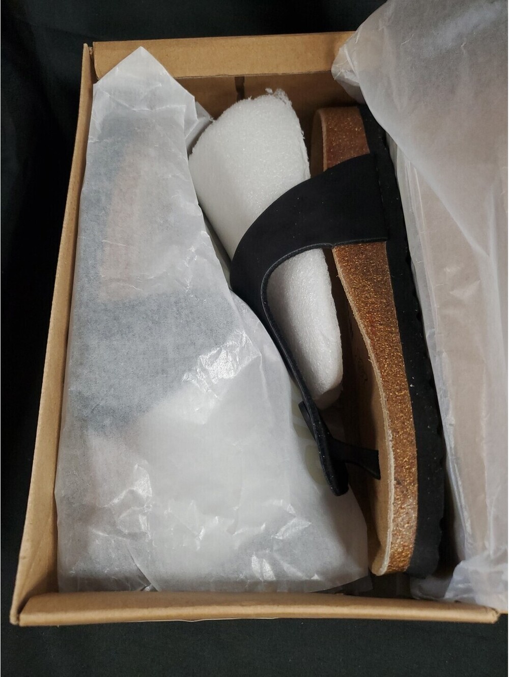 CUSHIONAIRE Women's Leah Cork Footbed Sandal With +Comfort Black Sz. 8M NEW - Picture 4 of 5